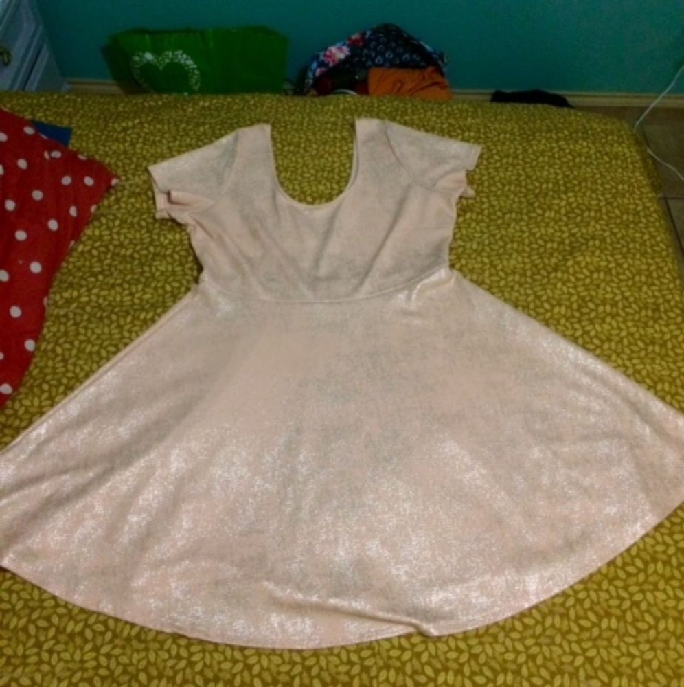Blush A-line dress with foil accents